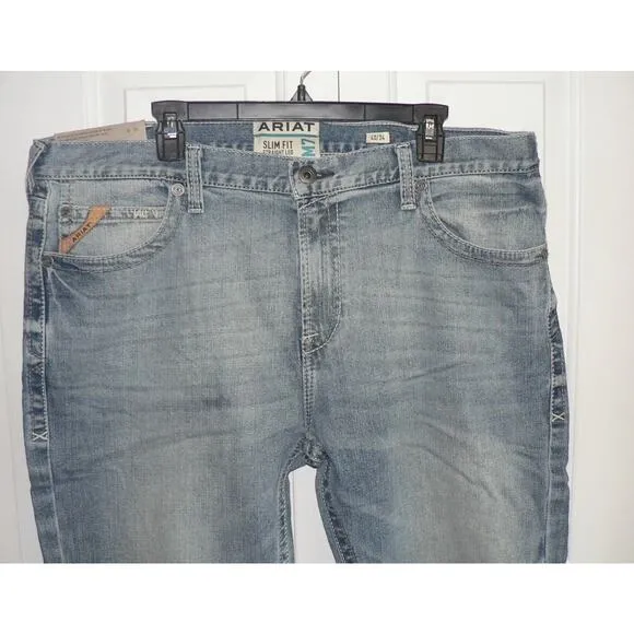 Ariat Mens M7 Slim Fit Low Rise Straight Leg Blue Jeans in Shasta 40x34 MSRP $87