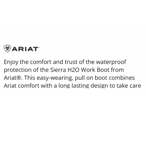 Ariat Sierra H20 Waterproof ATS Leather Goodyear Welt Work Boots 10D Brown
