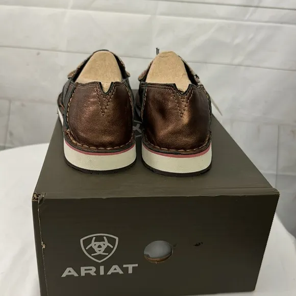 Ariat Women’s Cruiser Metallic Bronze-Pink Steerhead Print Loafer Shoe
