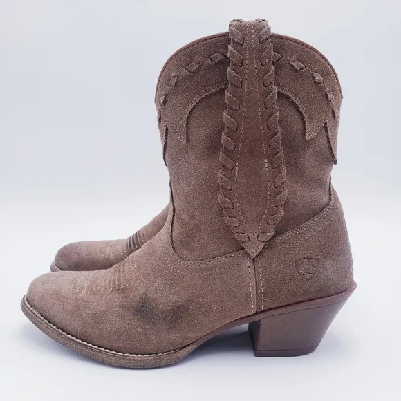 Ariat Womens Round Up Rianda Short Boots Cowgirl Western Brown Leather Size 7
