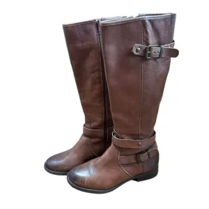 Arturo Chiang Felita 6.5 Brown Leather Tall Riding Knee High Boots Fall Casual