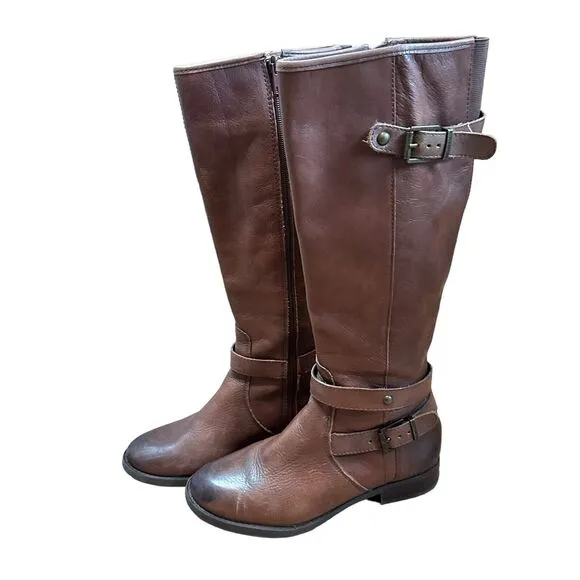 Arturo Chiang Felita 6.5 Brown Leather Tall Riding Knee High Boots Fall Casual