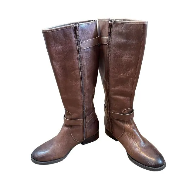 Arturo Chiang Felita 6.5 Brown Leather Tall Riding Knee High Boots Fall Casual