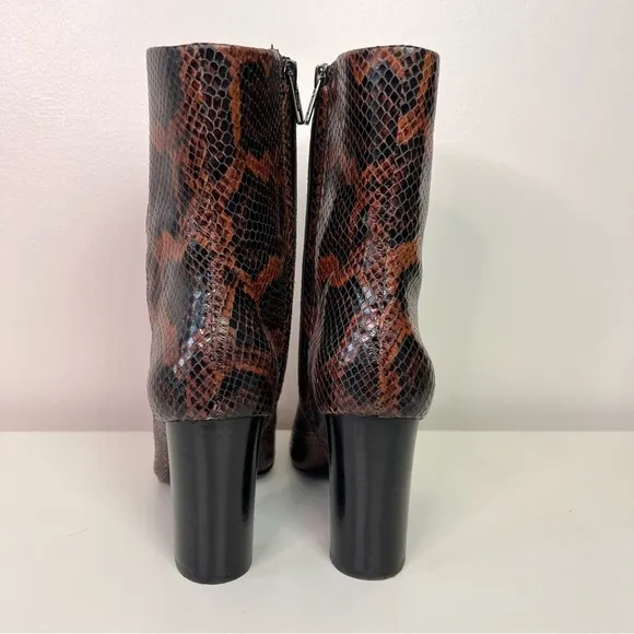 Ash Diamond Heeled Boots Brown Snake Print Leather