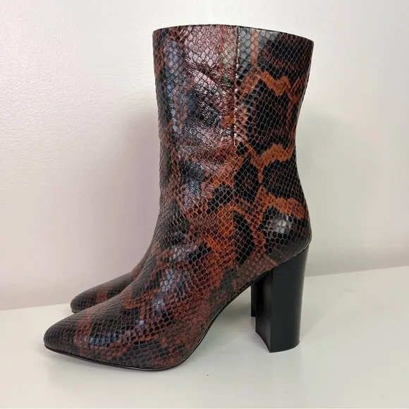 Ash Diamond Heeled Boots Brown Snake Print Leather