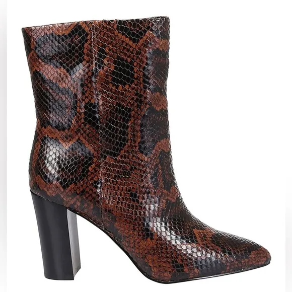 Ash Diamond Heeled Boots Brown Snake Print Leather