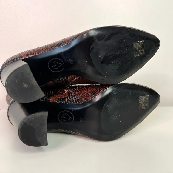 Ash Diamond Heeled Boots Brown Snake Print Leather
