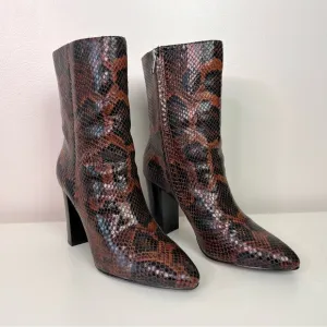 Ash Diamond Heeled Boots Brown Snake Print Leather