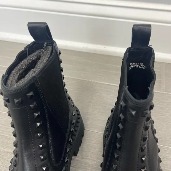 Ash Genesis Bis Boots Black Chunky Lug Sole Studded Ankle Chukka Chelsea Bootie