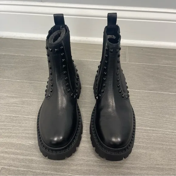 Ash Genesis Bis Boots Black Chunky Lug Sole Studded Ankle Chukka Chelsea Bootie