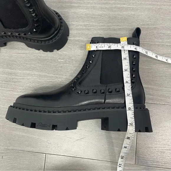 Ash Genesis Bis Boots Black Chunky Lug Sole Studded Ankle Chukka Chelsea Bootie