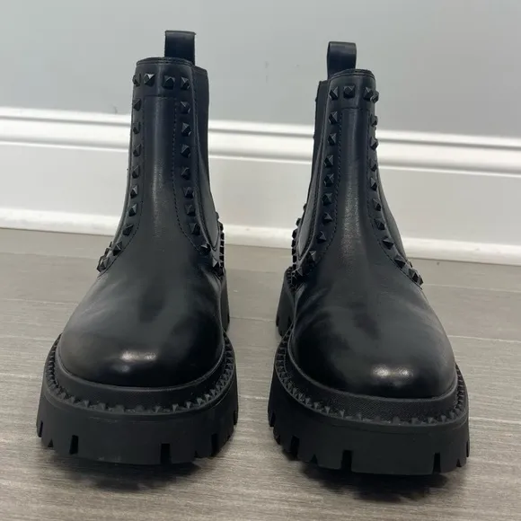 Ash Genesis Bis Boots Black Chunky Lug Sole Studded Ankle Chukka Chelsea Bootie