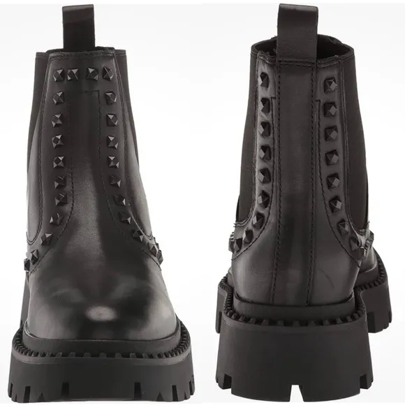Ash Genesis Bis Boots Black Chunky Lug Sole Studded Ankle Chukka Chelsea Bootie