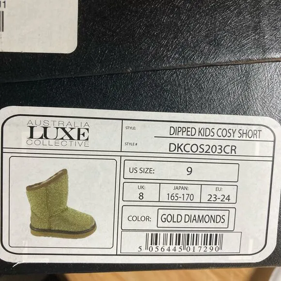 Australia Luxe Collective YOUTH sz 9 Dipped Kids Gold Diamonds Cosy Short NEW