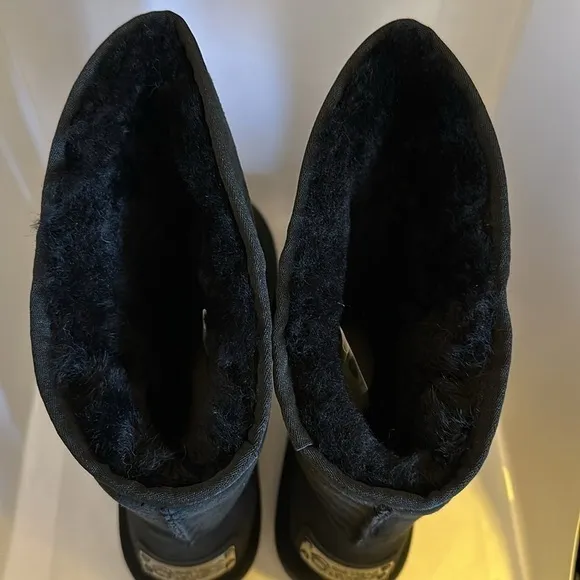 Australia Luxe Cosy Short Black Suede Leather Shearling Boots