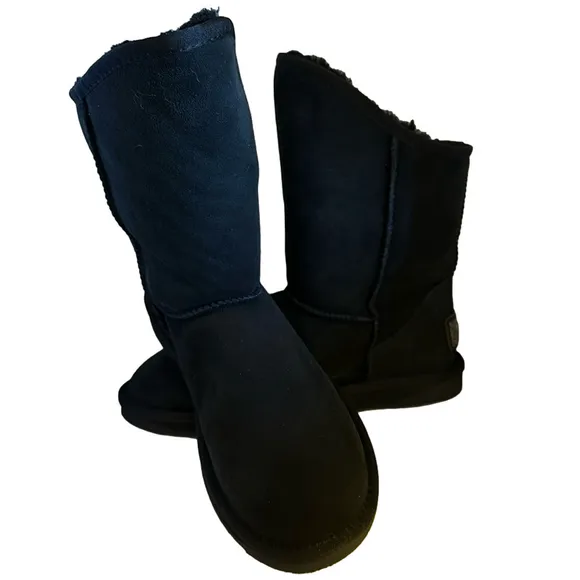 Australia Luxe Cosy Short Black Suede Leather Shearling Boots