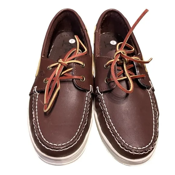 Australian by L’alpina Boat Shoes Leather White Overstitching Boat Shoes 7