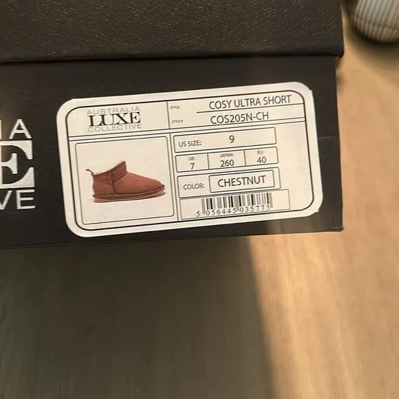 Australian Lux Cozy Ultra Short Boots in Chestnut.