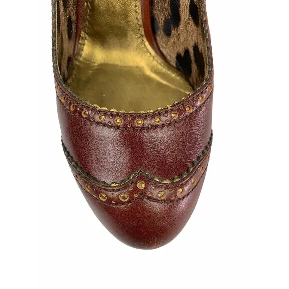 Authentic Burgundy D&amp;G Dolce &amp; Gabbana Shoes Heels Slip On Pumps 40 Wing Tip 7.5