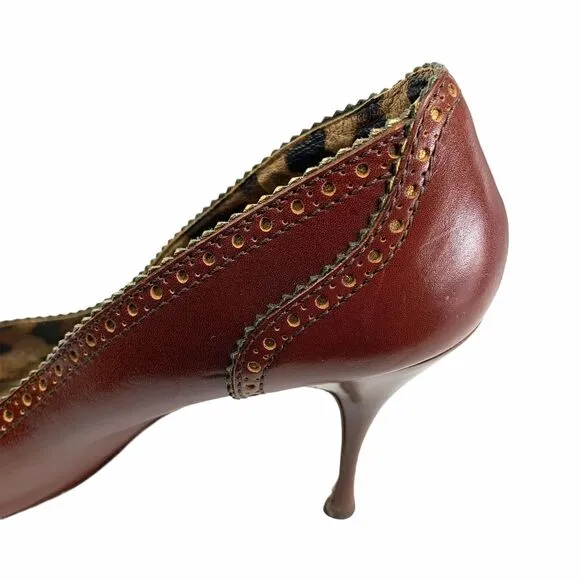 Authentic Burgundy D&amp;G Dolce &amp; Gabbana Shoes Heels Slip On Pumps 40 Wing Tip 7.5