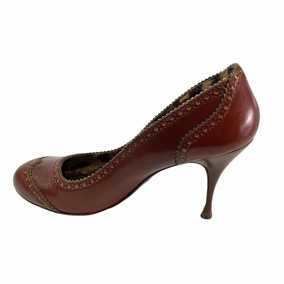 Authentic Burgundy D&amp;G Dolce &amp; Gabbana Shoes Heels Slip On Pumps 40 Wing Tip 7.5