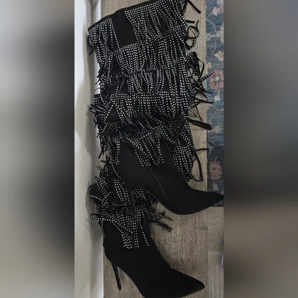 Azalea Wang &quot; The Fringe&quot; Thigh High Boots NWOB