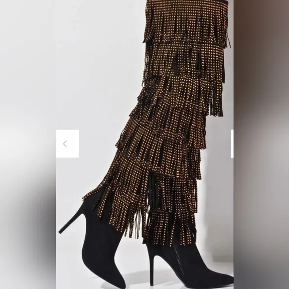 Azalea Wang &quot; The Fringe&quot; Thigh High Boots NWOB