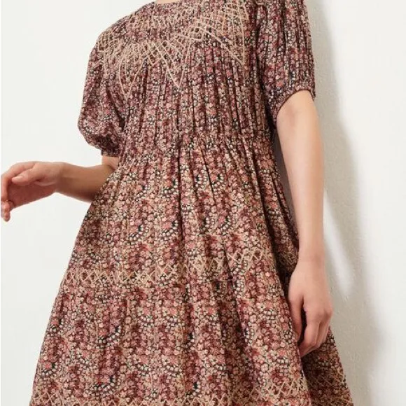 ba&amp;sh Floral Short Sleeve Dress