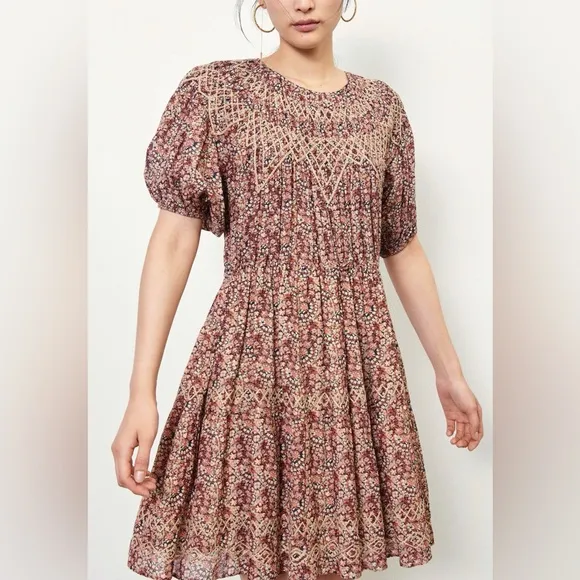 ba&amp;sh Floral Short Sleeve Dress