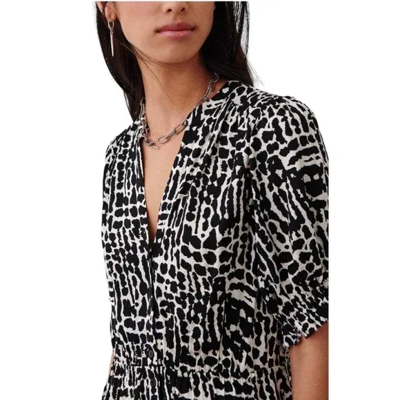 Ba&amp;sh Oia Dress (printed black and white, XS)