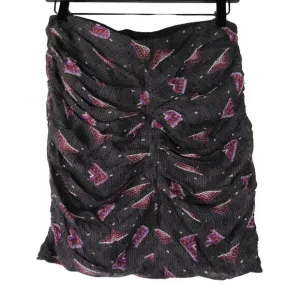 BA&amp;SH Women’s Cassi Gathered Mini Skirt In Black &amp; Multi Color Sz L