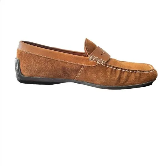 Bacco Bucci &quot;Portland&quot; Brown Suede Leather Loafer Slip on Driving Shoes Size 10