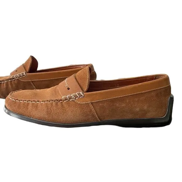 Bacco Bucci &quot;Portland&quot; Brown Suede Leather Loafer Slip on Driving Shoes Size 10