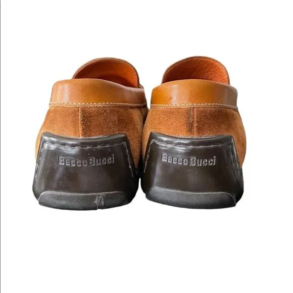 Bacco Bucci &quot;Portland&quot; Brown Suede Leather Loafer Slip on Driving Shoes Size 10