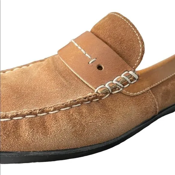 Bacco Bucci &quot;Portland&quot; Brown Suede Leather Loafer Slip on Driving Shoes Size 10