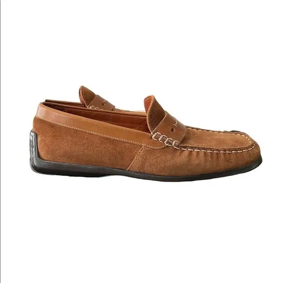 Bacco Bucci &quot;Portland&quot; Brown Suede Leather Loafer Slip on Driving Shoes Size 10