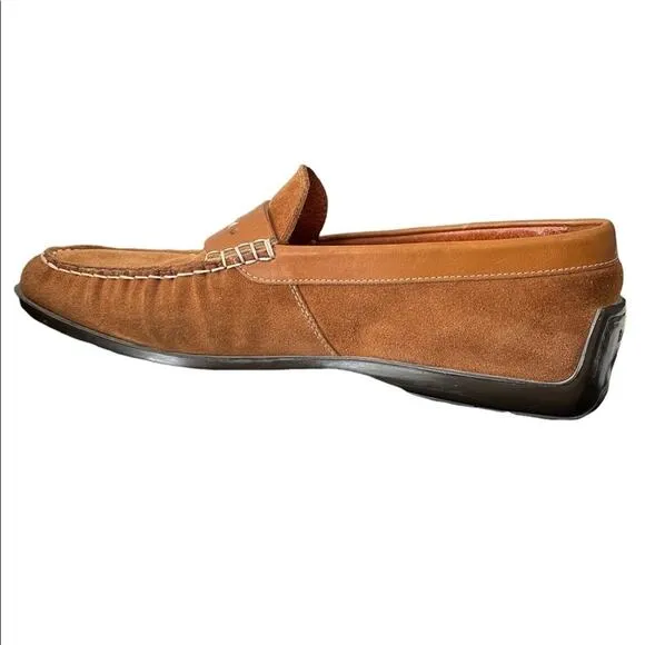 Bacco Bucci &quot;Portland&quot; Brown Suede Leather Loafer Slip on Driving Shoes Size 10