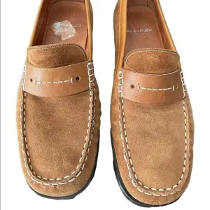 Bacco Bucci &quot;Portland&quot; Brown Suede Leather Loafer Slip on Driving Shoes Size 10
