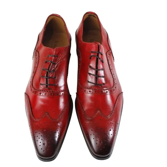 Baki Red Oxford Mens Italian Leather Shoes