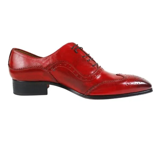 Baki Red Oxford Mens Italian Leather Shoes