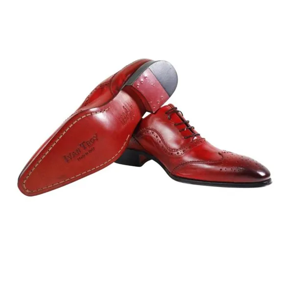 Baki Red Oxford Mens Italian Leather Shoes
