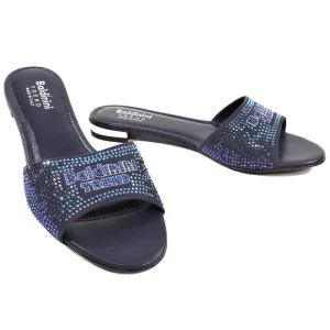 BALDININI 🇮🇹 WOMEN'S NAVY BLUE SOFT LEATHER COMFORT FLAT SUMMER SANDALS
