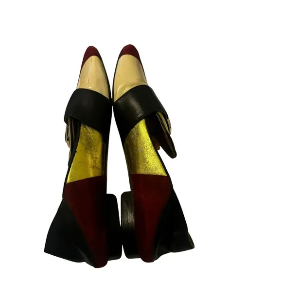 BALLY Slip-On Janelle Loafers Flat Shoes Multi Leather Gold Buckle