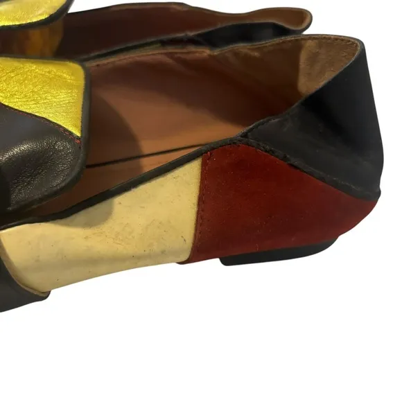 BALLY Slip-On Janelle Loafers Flat Shoes Multi Leather Gold Buckle