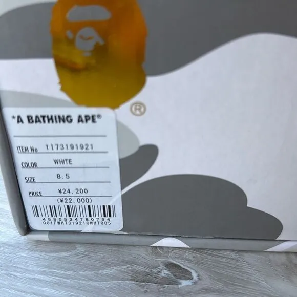 BAPE JJJJound x Wmns Bapesta 'White' SHOES WHITE SIZE 8.5 NEW WITH BOX