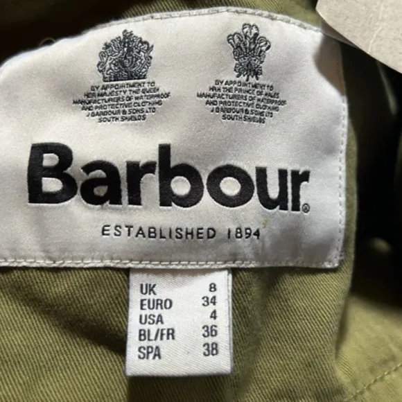 Barbour Zale Casual Jacket Olive Tree Green US Size 4 - NWT
