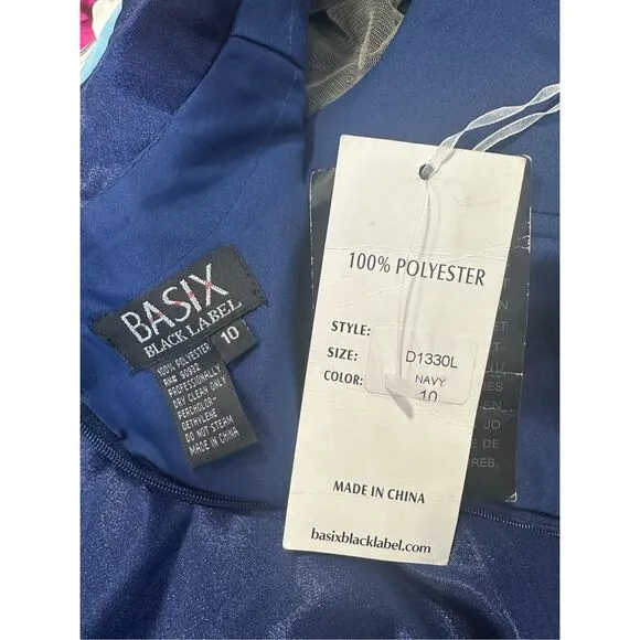 Basix Black Label Women's Jersey A-Line Gown Navy Size 10 $895