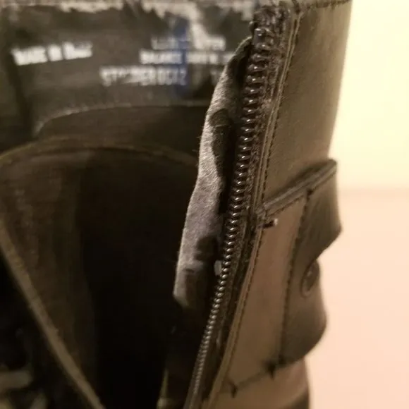 Bass 10 Black Leather Chunky Military Moto Boots Combat 90s Y2K STOMPER Italy
