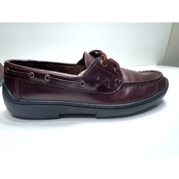 Bass Karina Women's Lace Up Brown Vintage Leather Loafer Moc Toe Boat Shoe, 6M