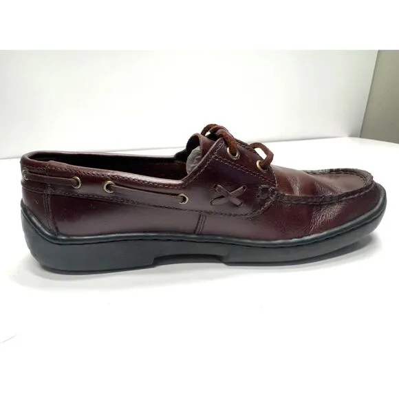 Bass Karina Women's Lace Up Brown Vintage Leather Loafer Moc Toe Boat Shoe, 6M